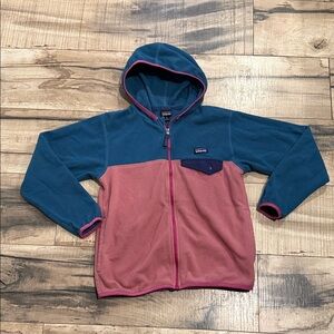 Patagonia Kids Fleece Hoodie - Teal and Coral